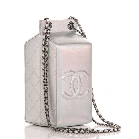 chanel lait de coco bag prix|Chanel Metallic Silver Leather Coco Milk Carton Bag .